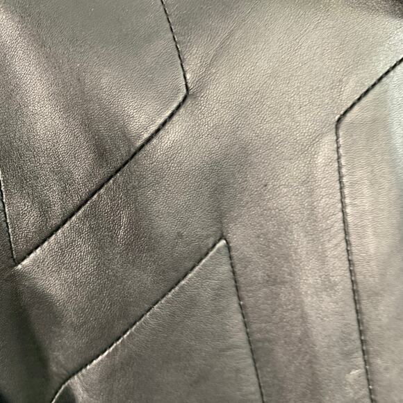 DIESEL BLACK GOLD Vintage Size M Black Leather Zip Up Hooded Jacket - Picture 5 of 16